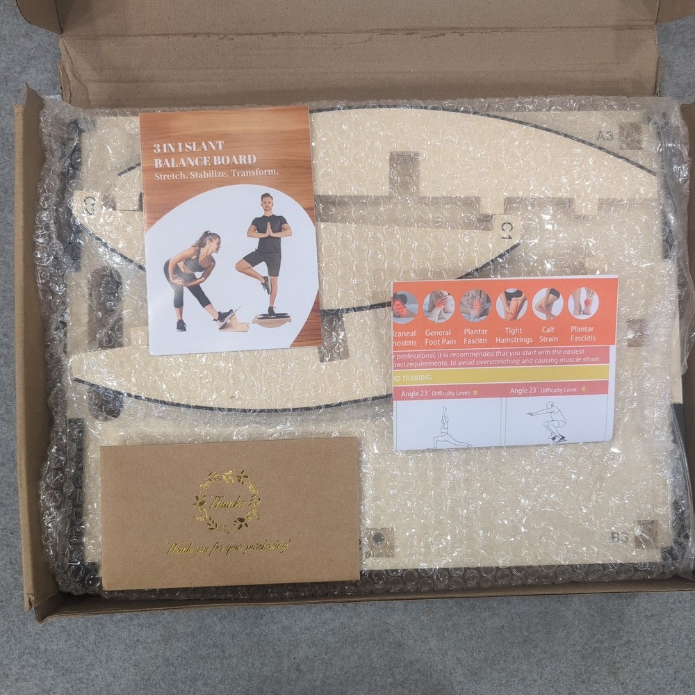 3 in 1 Wooden Slant Balance Board Calf Stretcher Physical Therapy X004R2M0RT - Picture 1 of 5